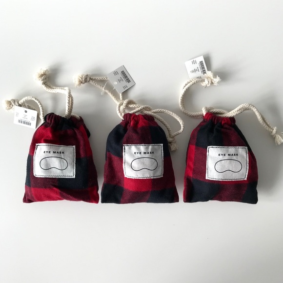 NWT J.Crew Red Buffalo Check Plaid Sleep Mask - Picture 4 of 10